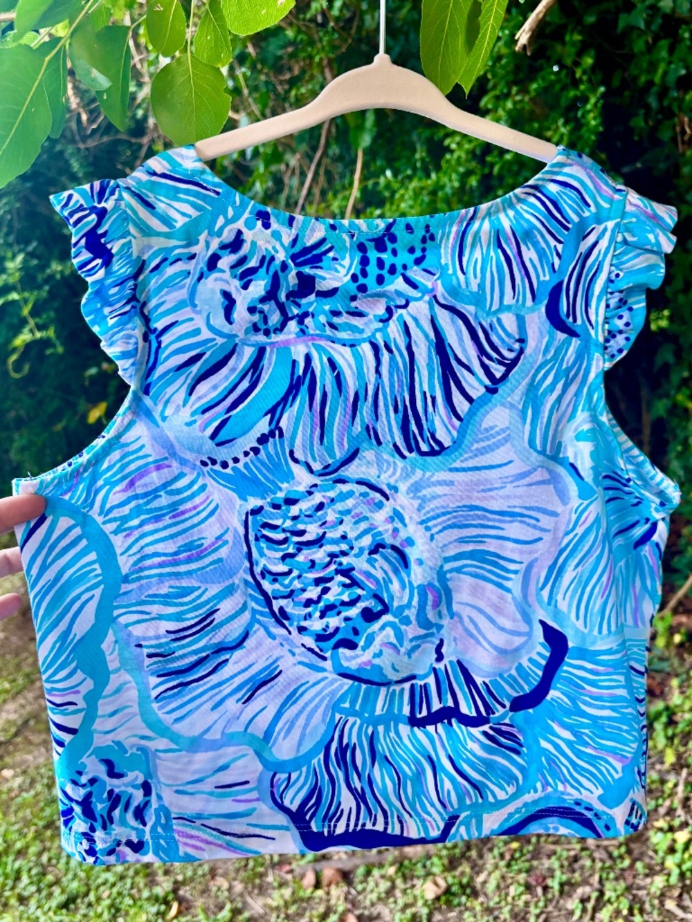Lilly Pulitzer Kids L (8-10)Girls Little Lily Flutter Sleeve Top Wave After Wave - Picture 2 of 3